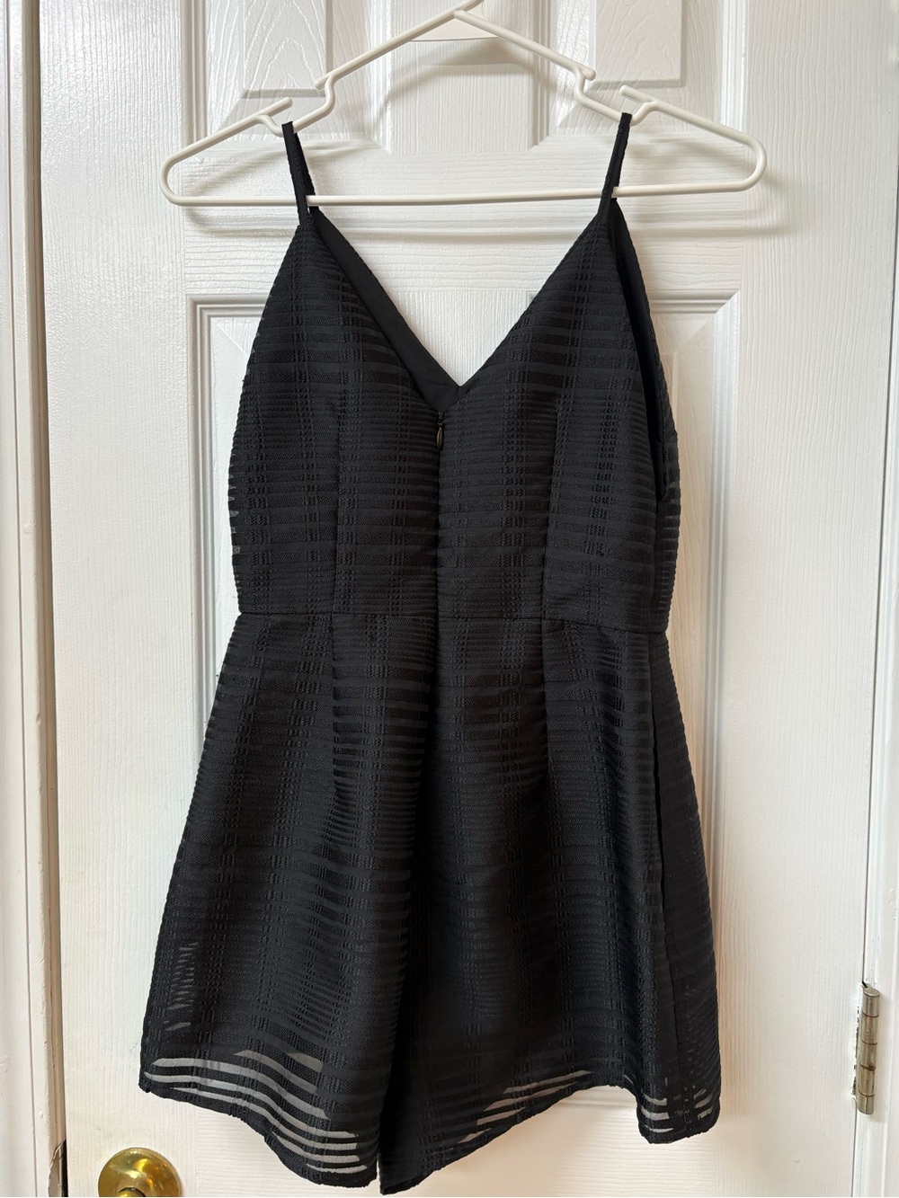 Finders Keepers Black Textured V-Neck Romper